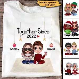 Doll Couple Sitting Christmas Gift For Him For Her Personalized Shirts