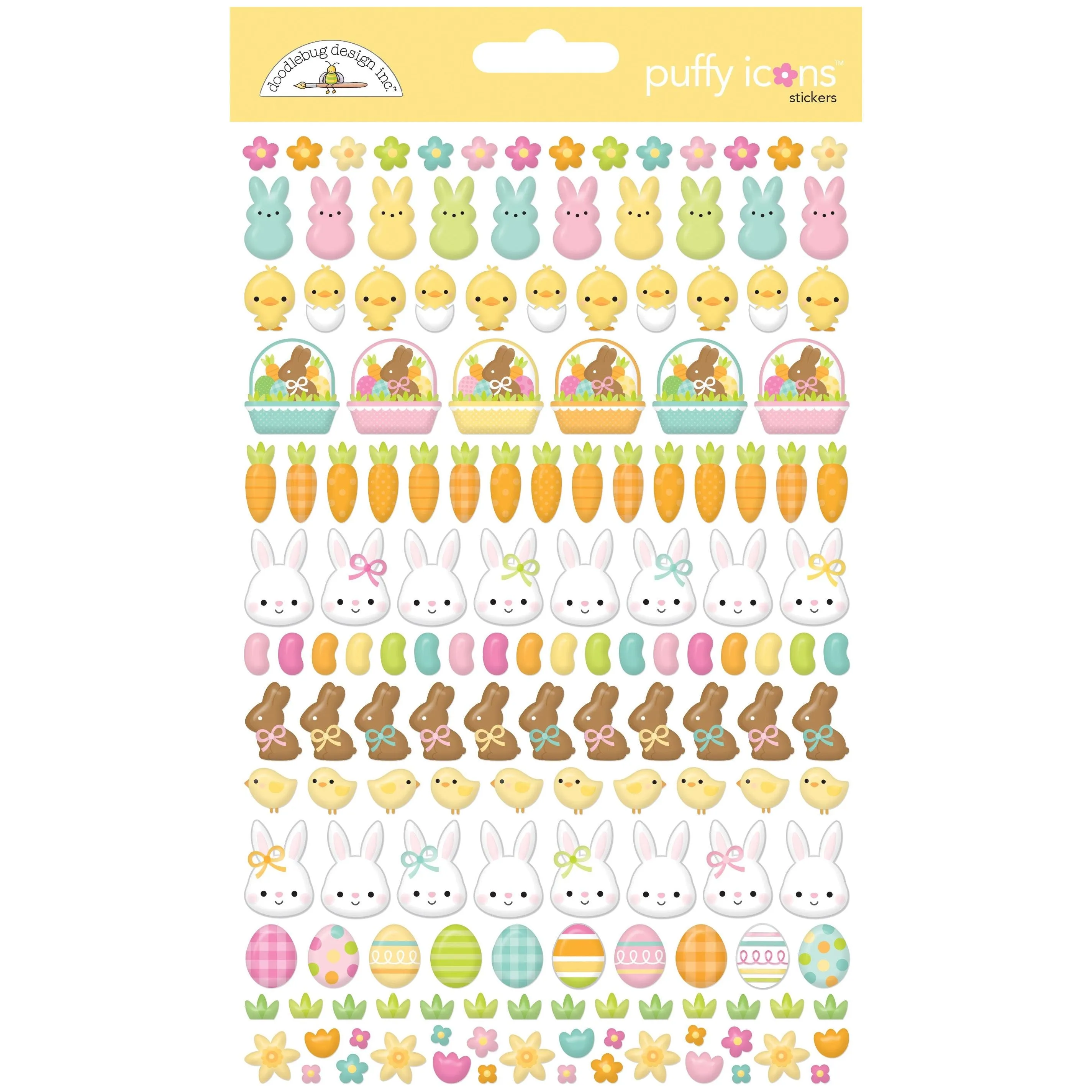 Doodlebug - Bunny Hop Collection - Puffy Icons Stickers / 8452