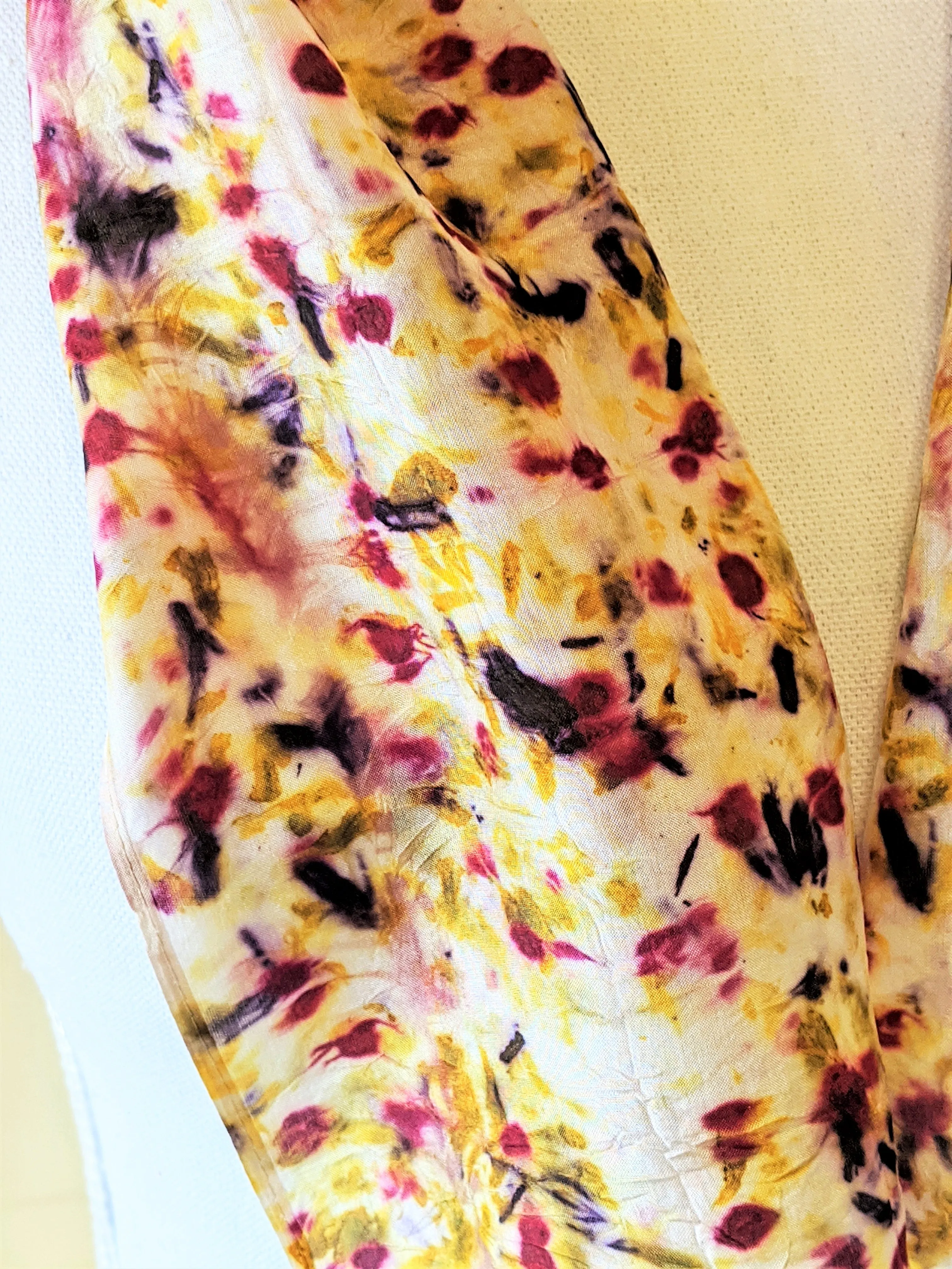 Dot to Dot / Red, Yellow & Purple Eco Print Scarf