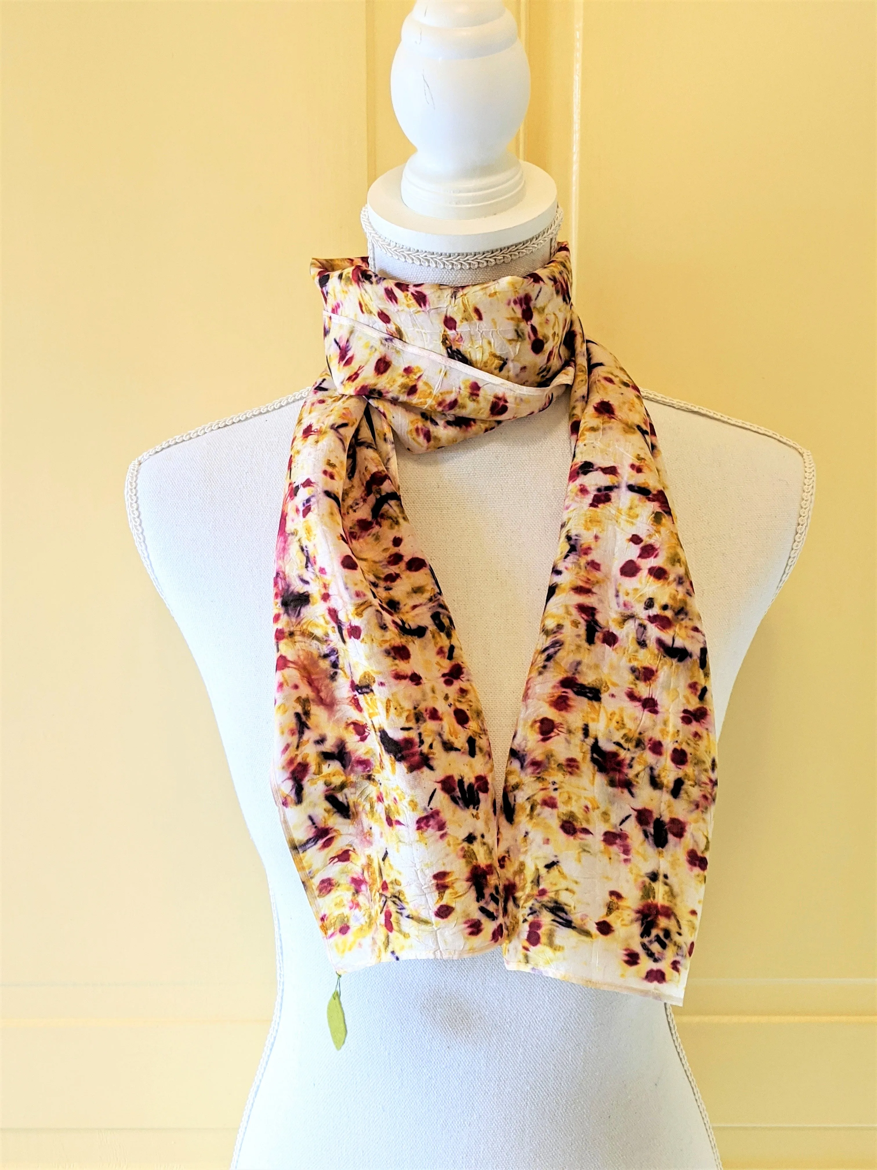 Dot to Dot / Red, Yellow & Purple Eco Print Scarf