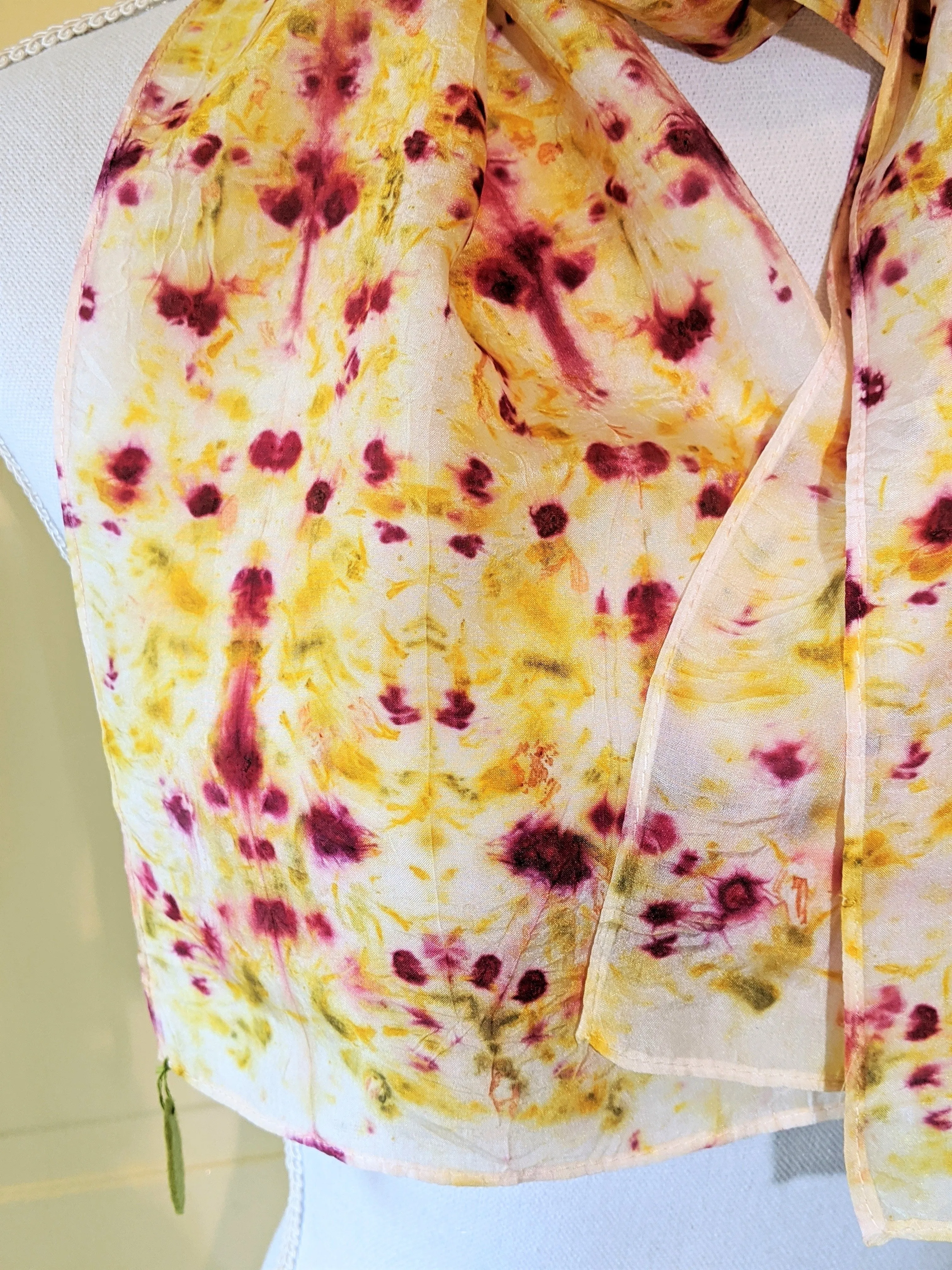Dot to Dot / Yellow & Red Eco Print Scarf
