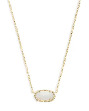 Elisa Short Pendant Necklace Gold White Opal