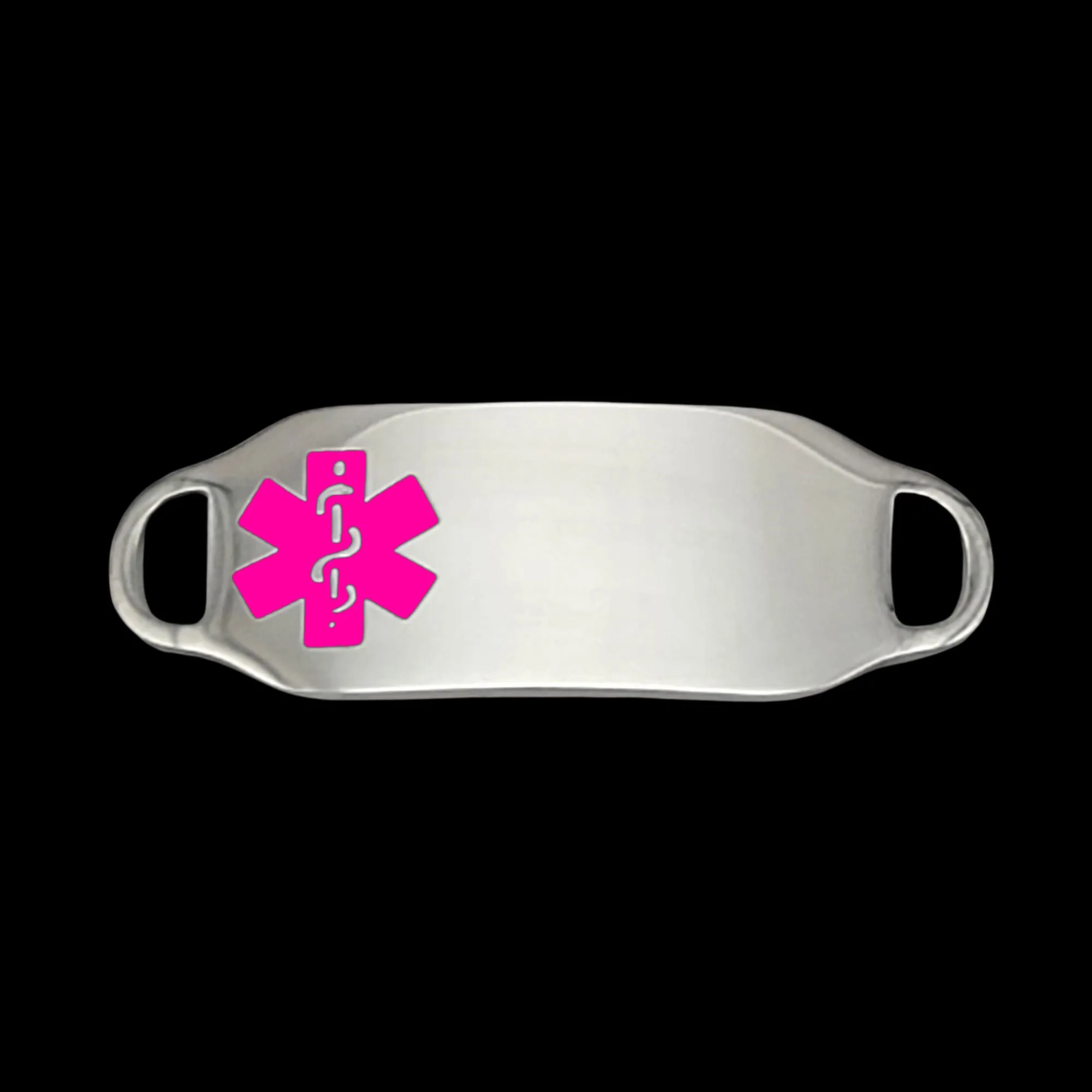 Engraved Stainless Steel Medium Rectangle Medical Bracelet ID Tag - Pink