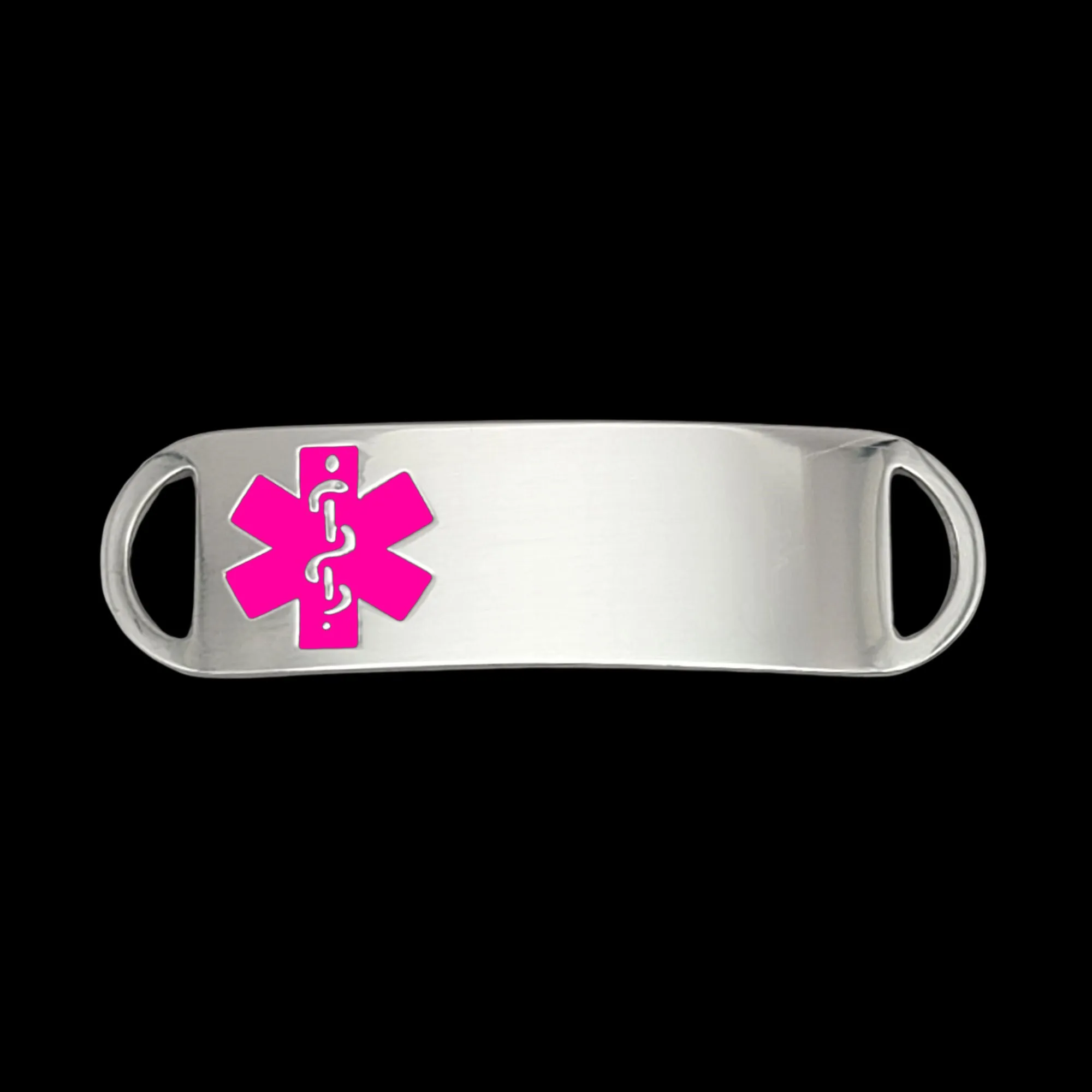 Engraved Stainless Steel Small Rectangle Medical Bracelet ID Tag - Pink