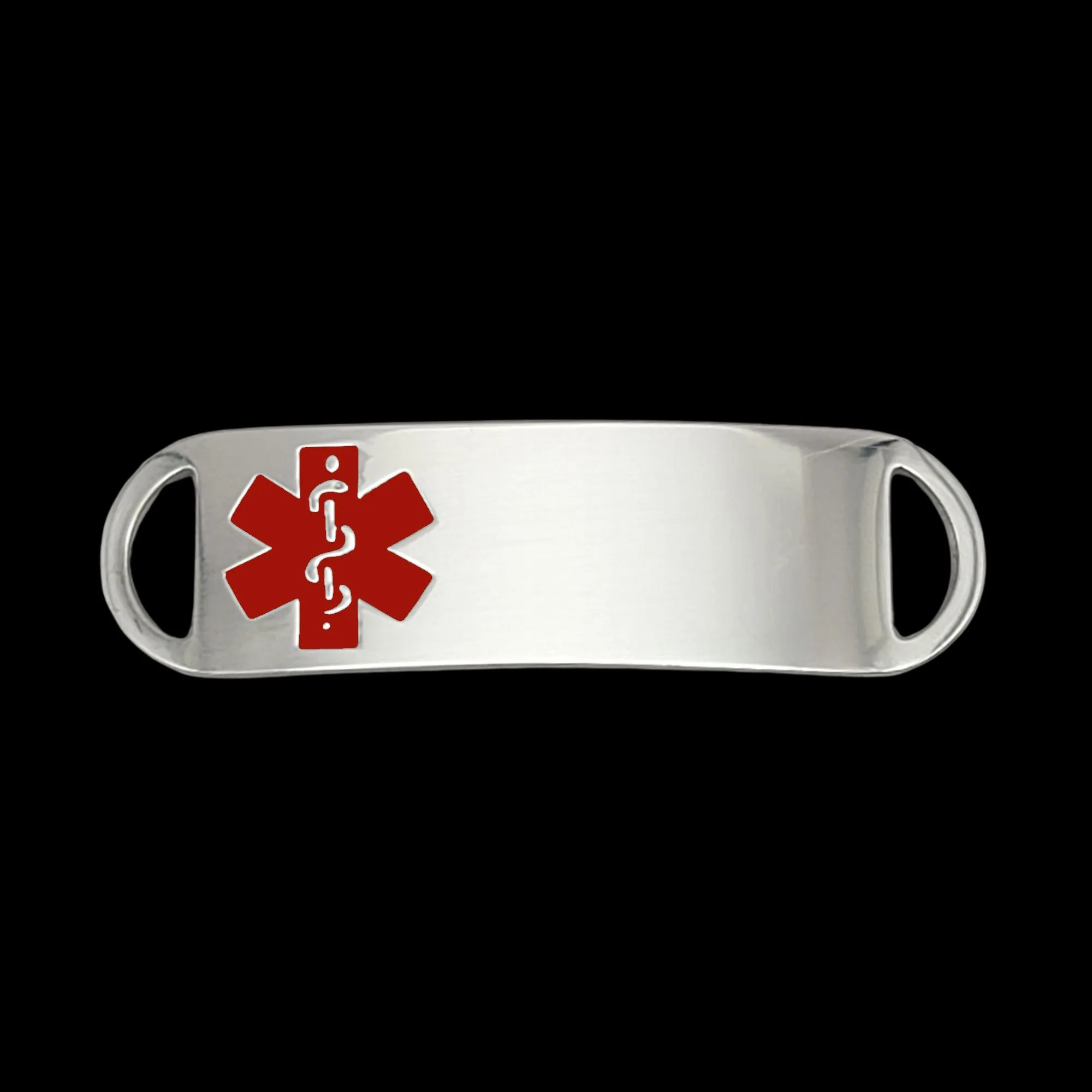 Engraved Stainless Steel Small Rectangle Medical Bracelet ID Tag - Red