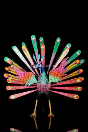 Exquisite Peacock Mexican Wood Carving Alebrije