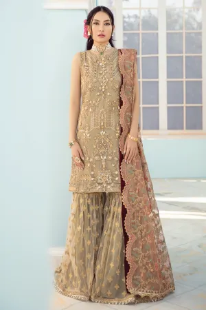 Fancy Pakistani Gharara Dress in Beige Shade #PF471