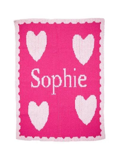 FLOATING HEARTS WITH SCALLOPED EDGE STROLLER BLANKET