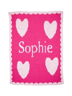 FLOATING HEARTS WITH SCALLOPED EDGE STROLLER BLANKET