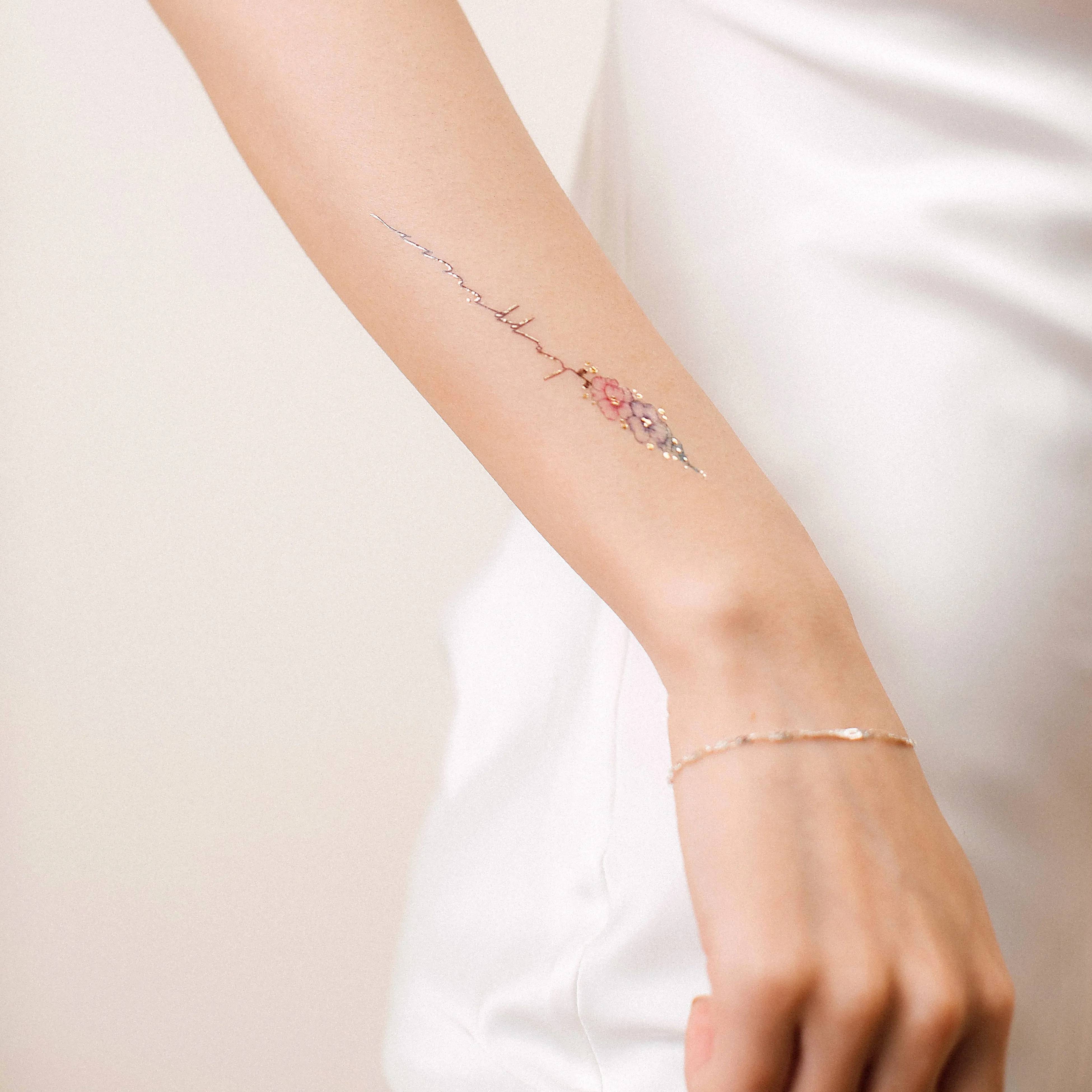 Flower Script Temporary Tattoo