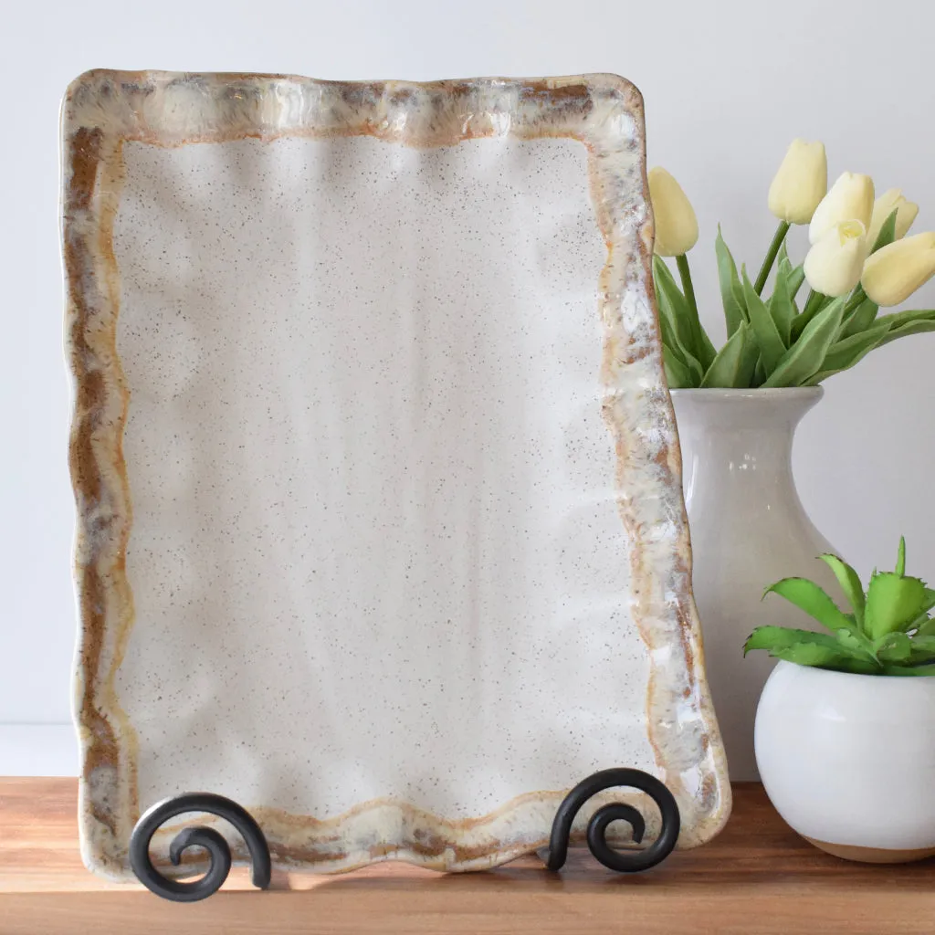 Fluttered Rectangle Tray Cottonwood