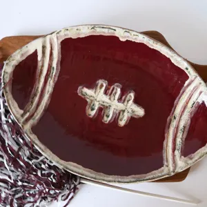 Football Platter Maroon & White