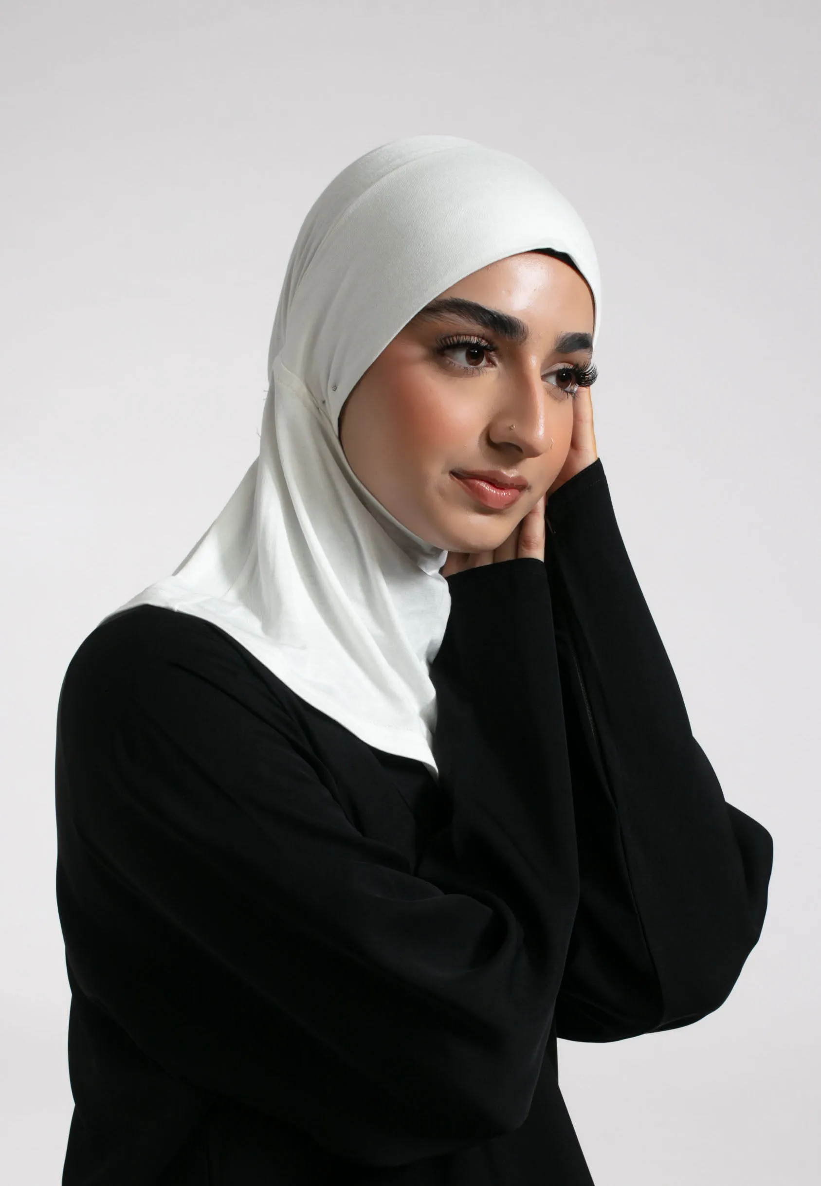 Full Coverage Hijab Cap - Off White