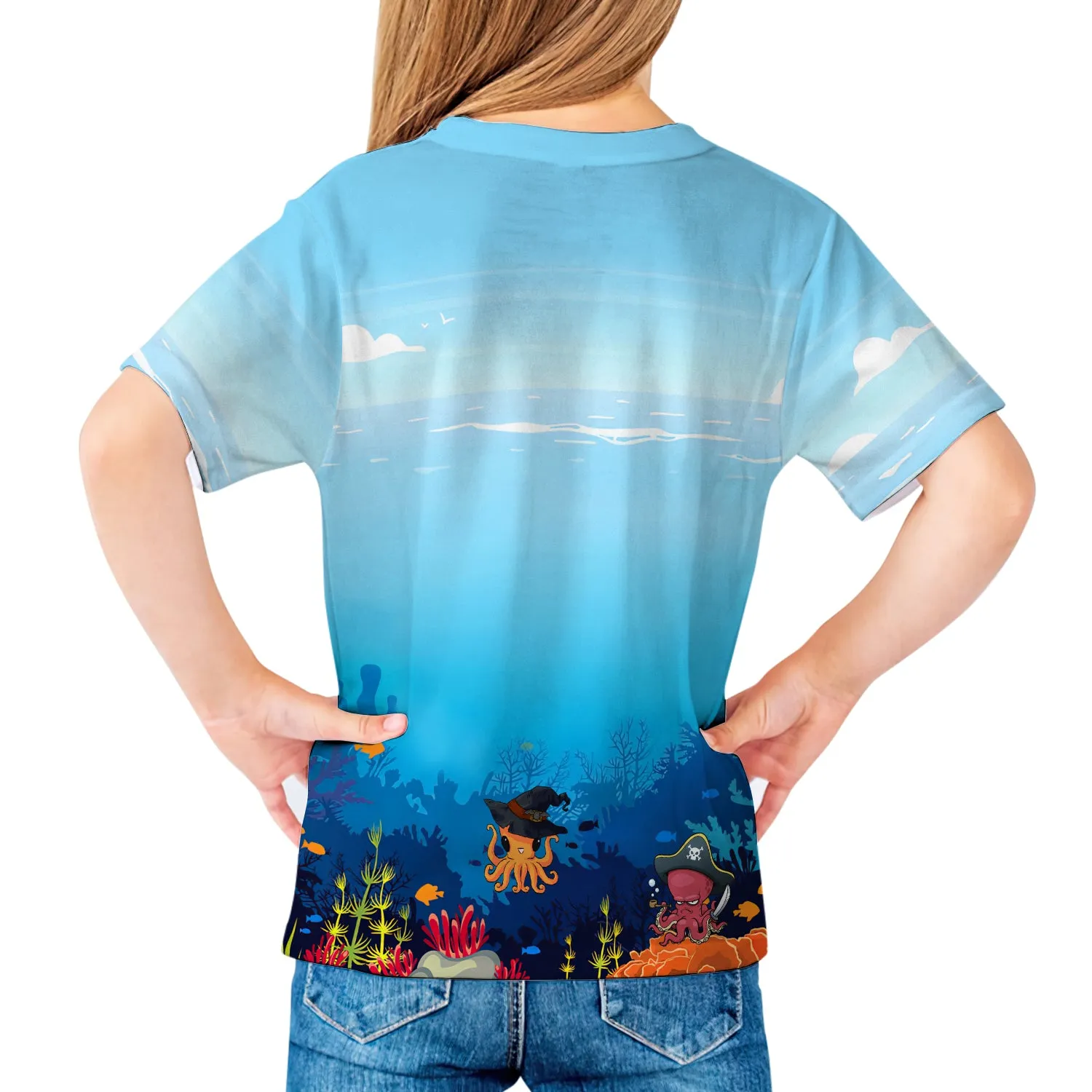 Gift for Grandkids Ocean Halloween Me & Grandma Are More Than Besties I Am Her Accomplice & She Is My Alibi Personalized Name 3D Kid Tshirt