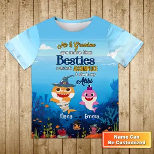 Gift for Grandkids Ocean Halloween Me & Grandma Are More Than Besties I Am Her Accomplice & She Is My Alibi Personalized Name 3D Kid Tshirt