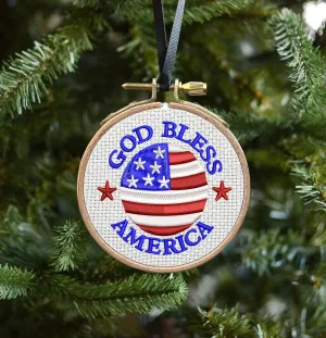 God Bless America Embroidered Christmas Ornaments