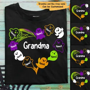 Grandma Boo Crew Heart Halloween Personalized Shirt