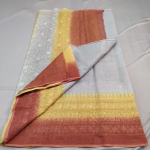 Grey And Brown Kota Doria Saree