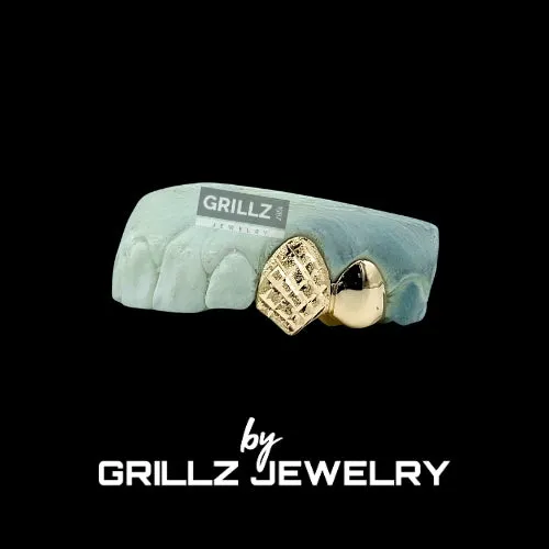Grillz 2pc small fangs diamond dust and cut