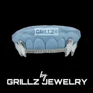 Grillz double king crab fangs with diamond bar