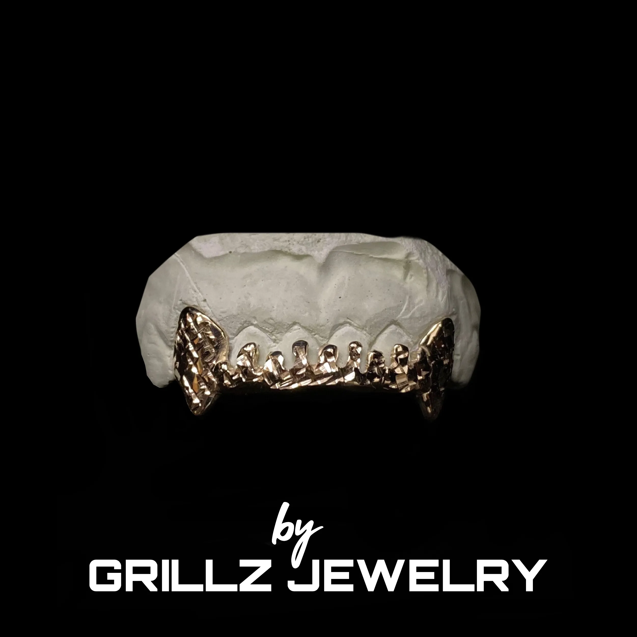 Grillz fangs with 3D dripping diamond cuts