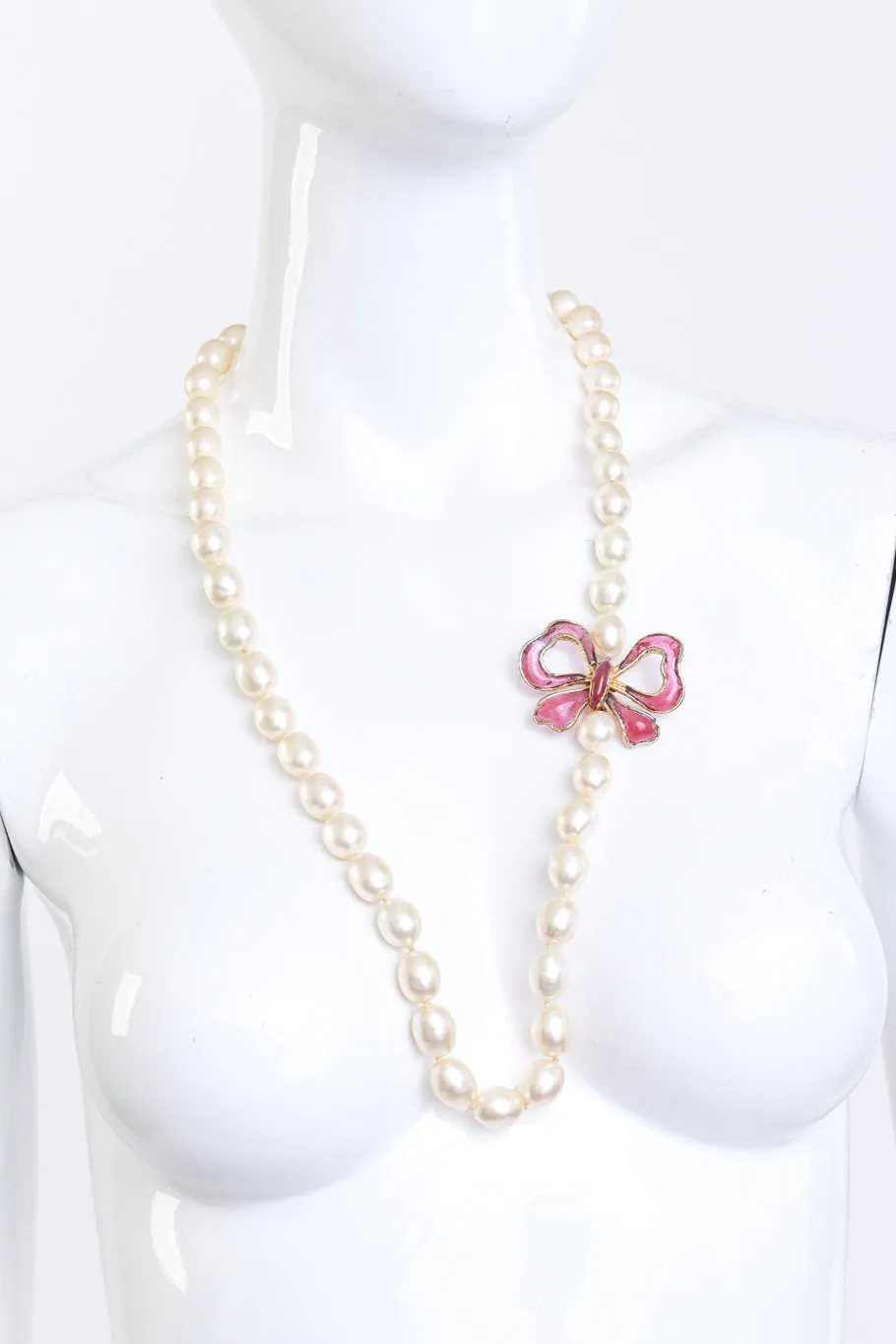 Gripoix Ribbon Bow & Pearl Necklace