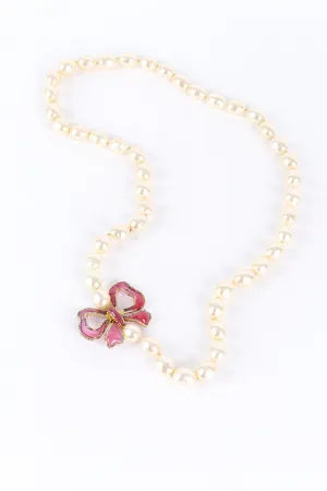 Gripoix Ribbon Bow & Pearl Necklace