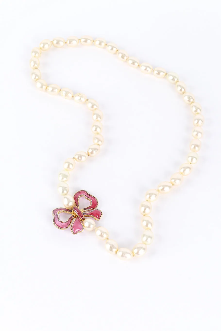 Gripoix Ribbon Bow & Pearl Necklace