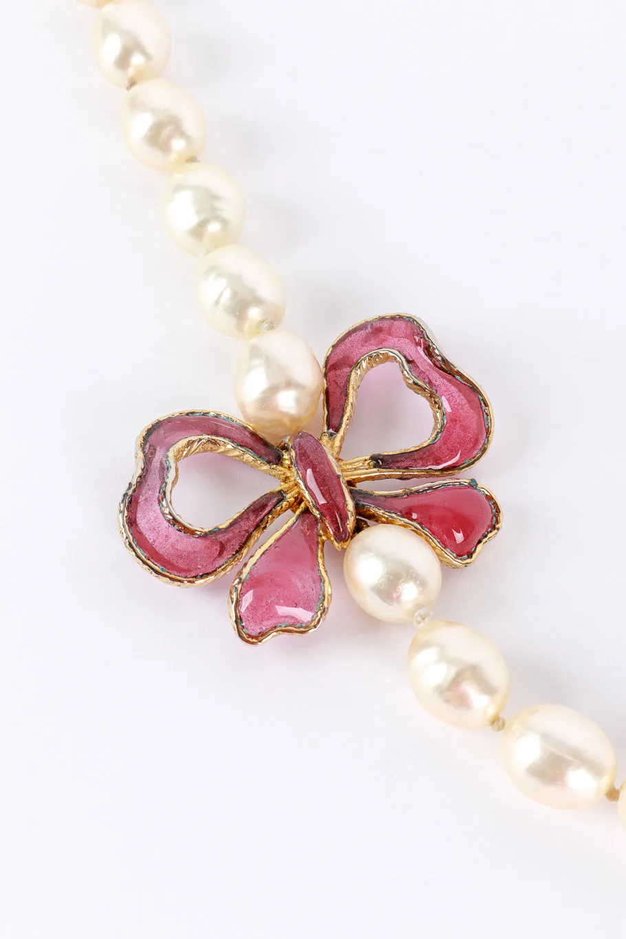 Gripoix Ribbon Bow & Pearl Necklace
