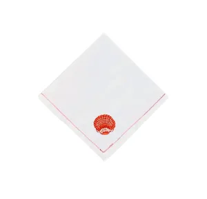 Hand Embroidered Coral Scallop Shell and Hemstitch Trim Dinner Napkins, Set of 4
