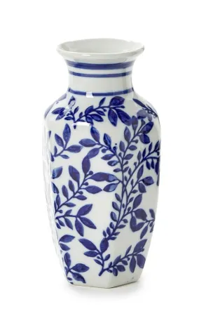 Hand-Painted Blue and White Chinoiserie Vases