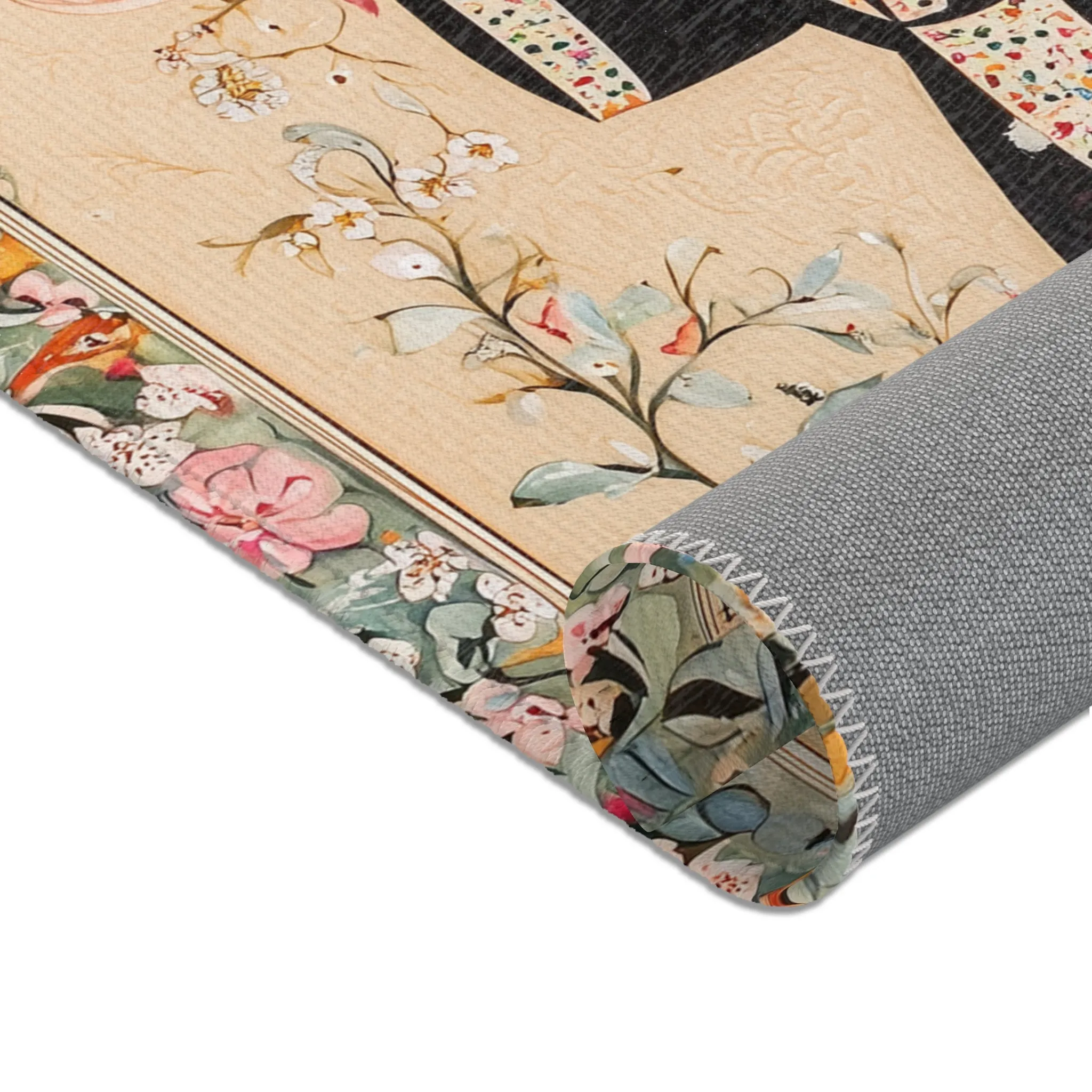 Hand-Painted Floral Rug