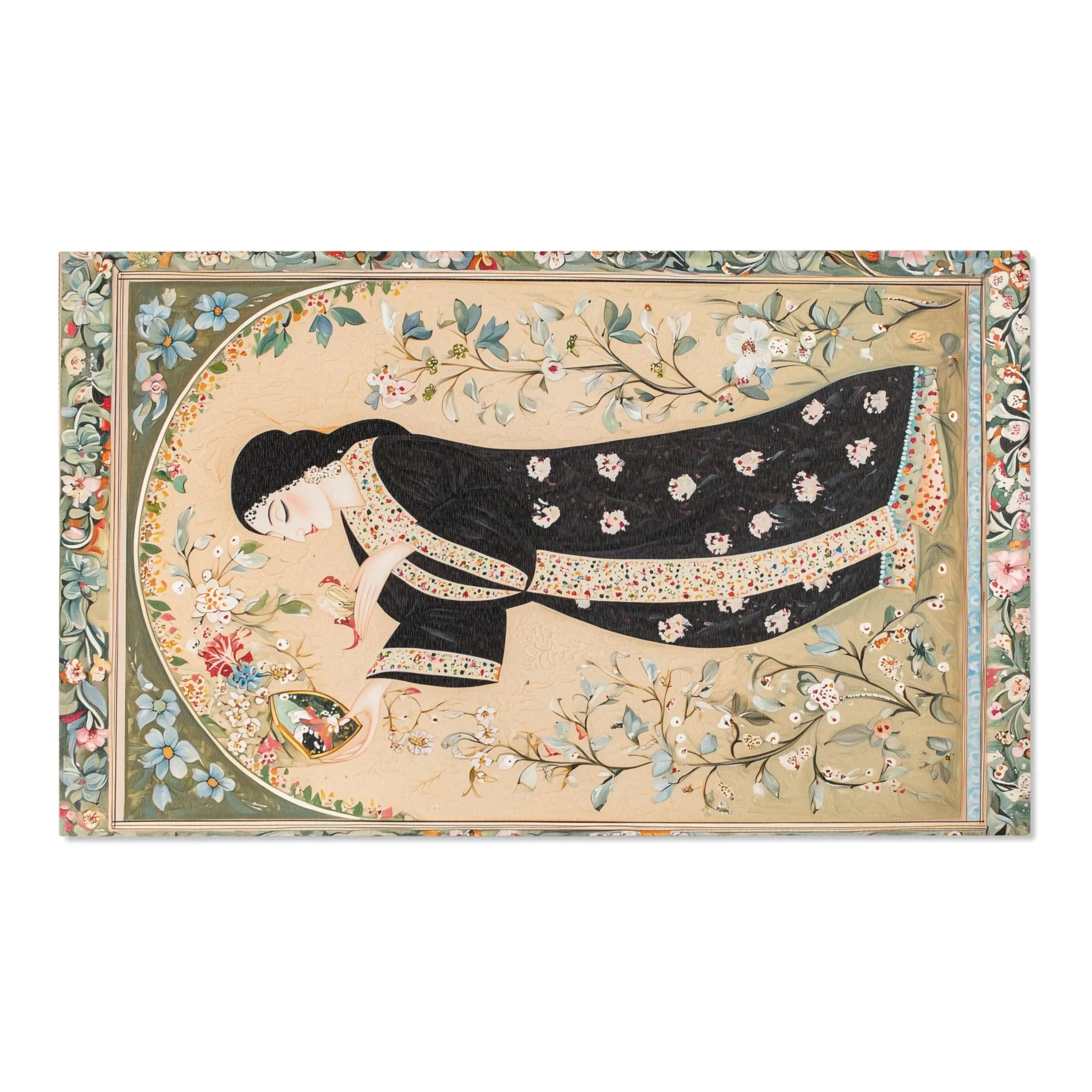 Hand-Painted Floral Rug
