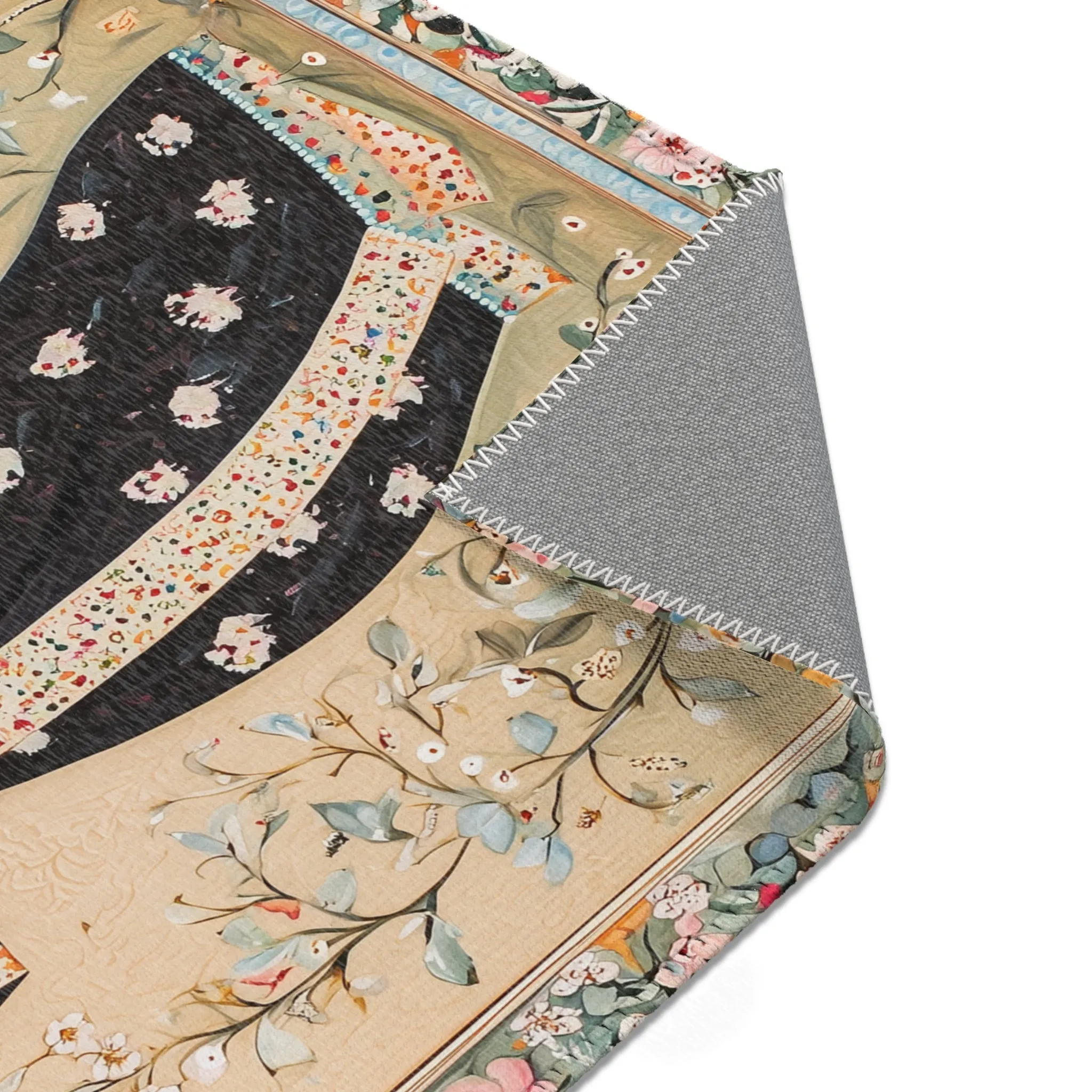 Hand-Painted Floral Rug