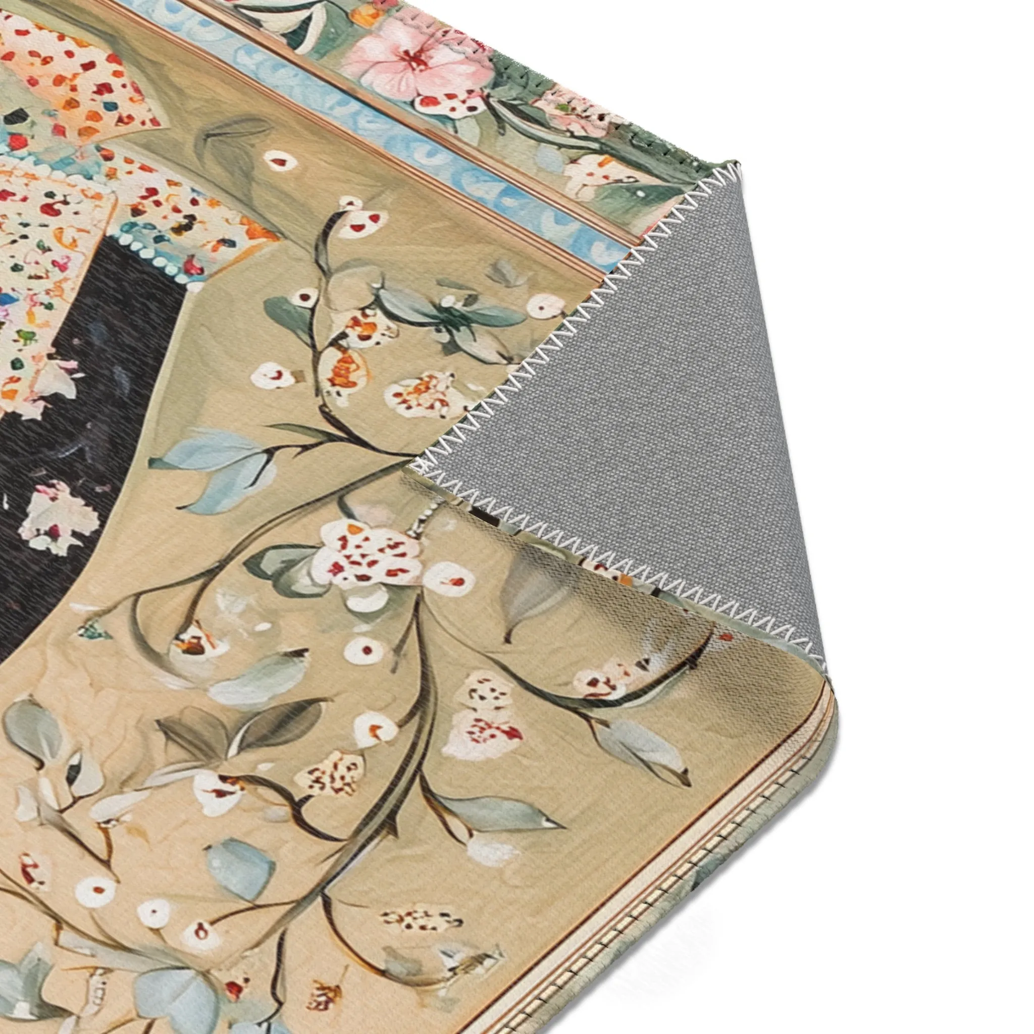 Hand-Painted Floral Rug