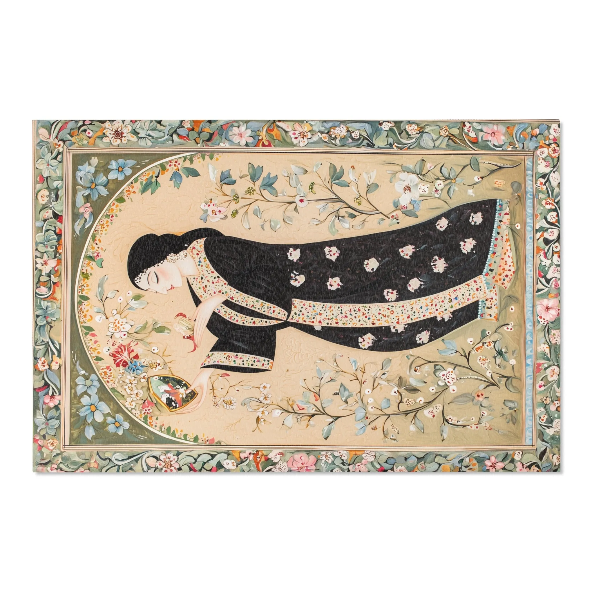 Hand-Painted Floral Rug