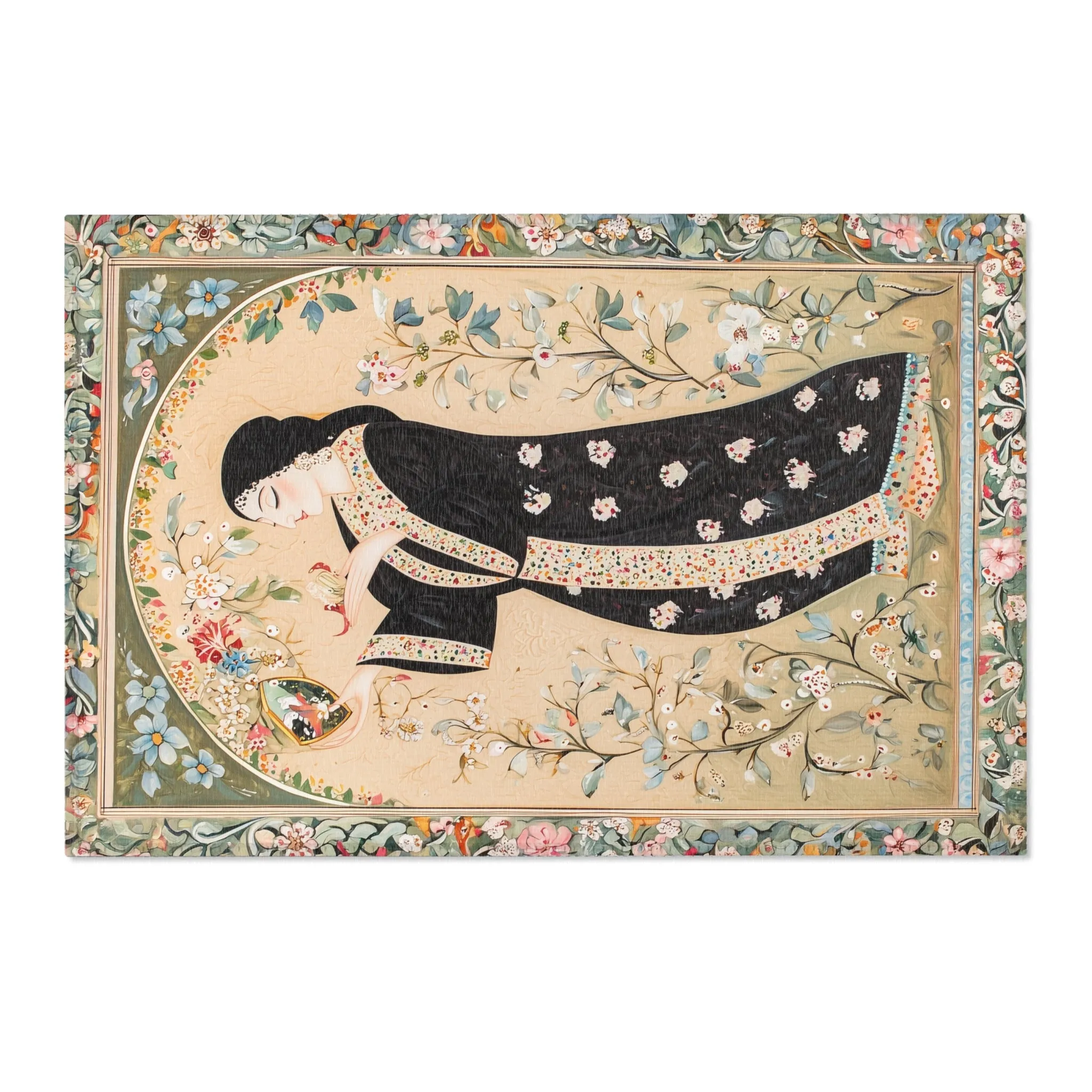 Hand-Painted Floral Rug