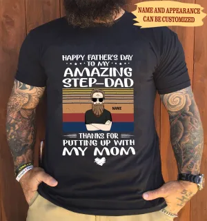 Happy father's day to my amazing stepdad thanks for putting with my mom Personalized gift for father's day-Htv
