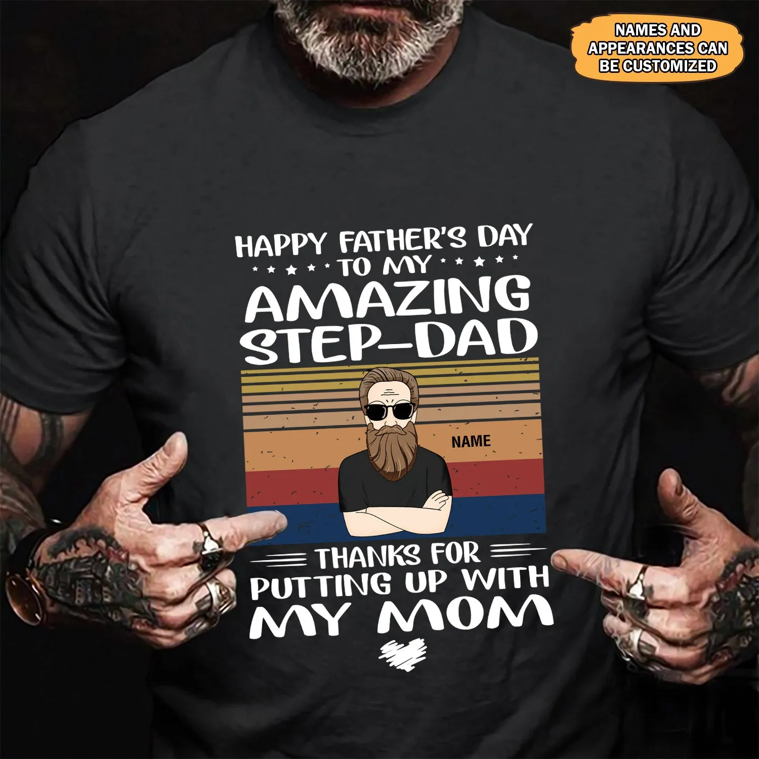 Happy father's day to my amazing stepdad thanks for putting with my mom Personalized gift for father's day-Htv