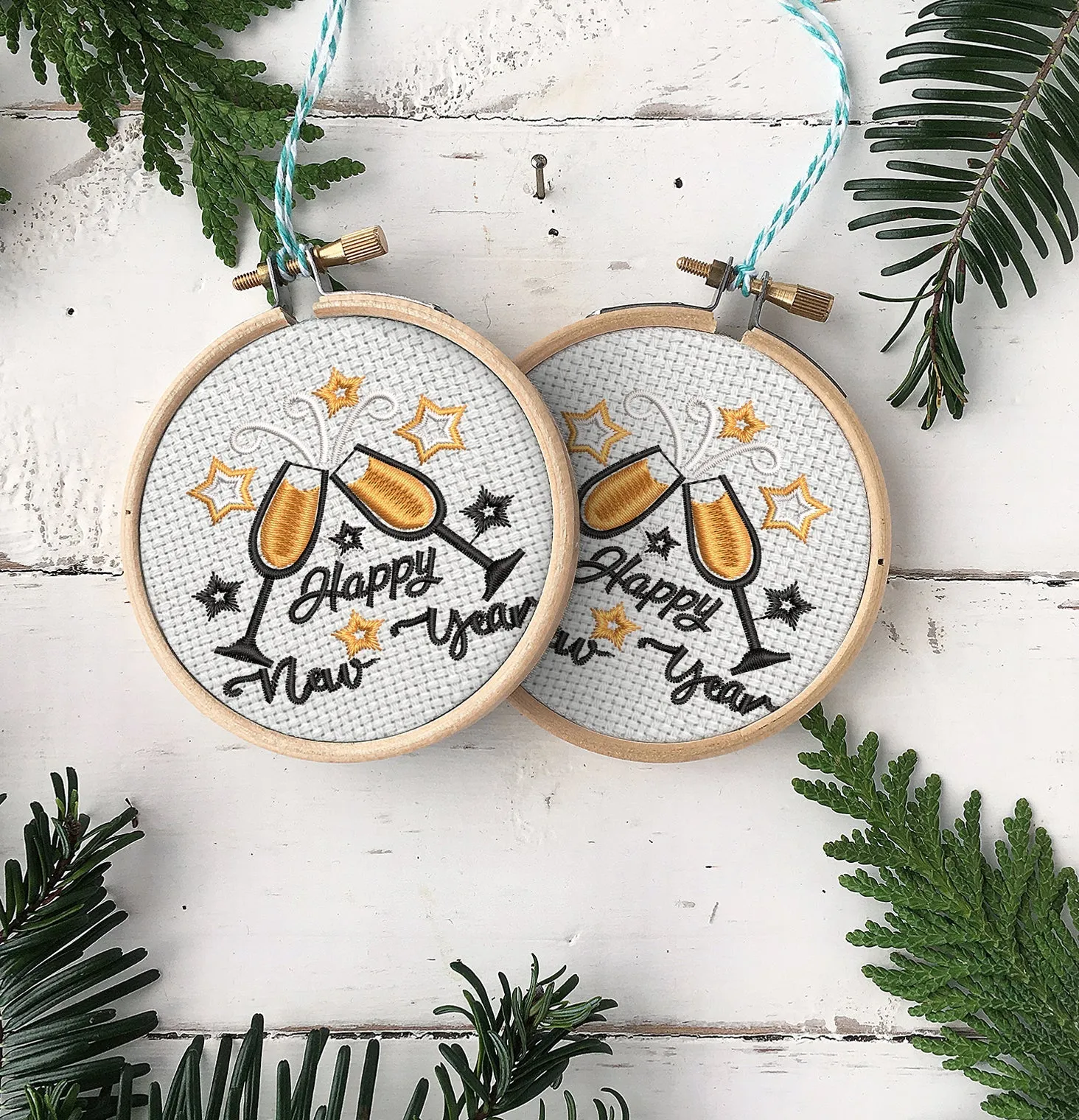 Happy New Year 2024 Embroidered Christmas Ornaments