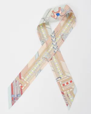 Hermès Light Pink Multi Rodeo Print Silk Twilly