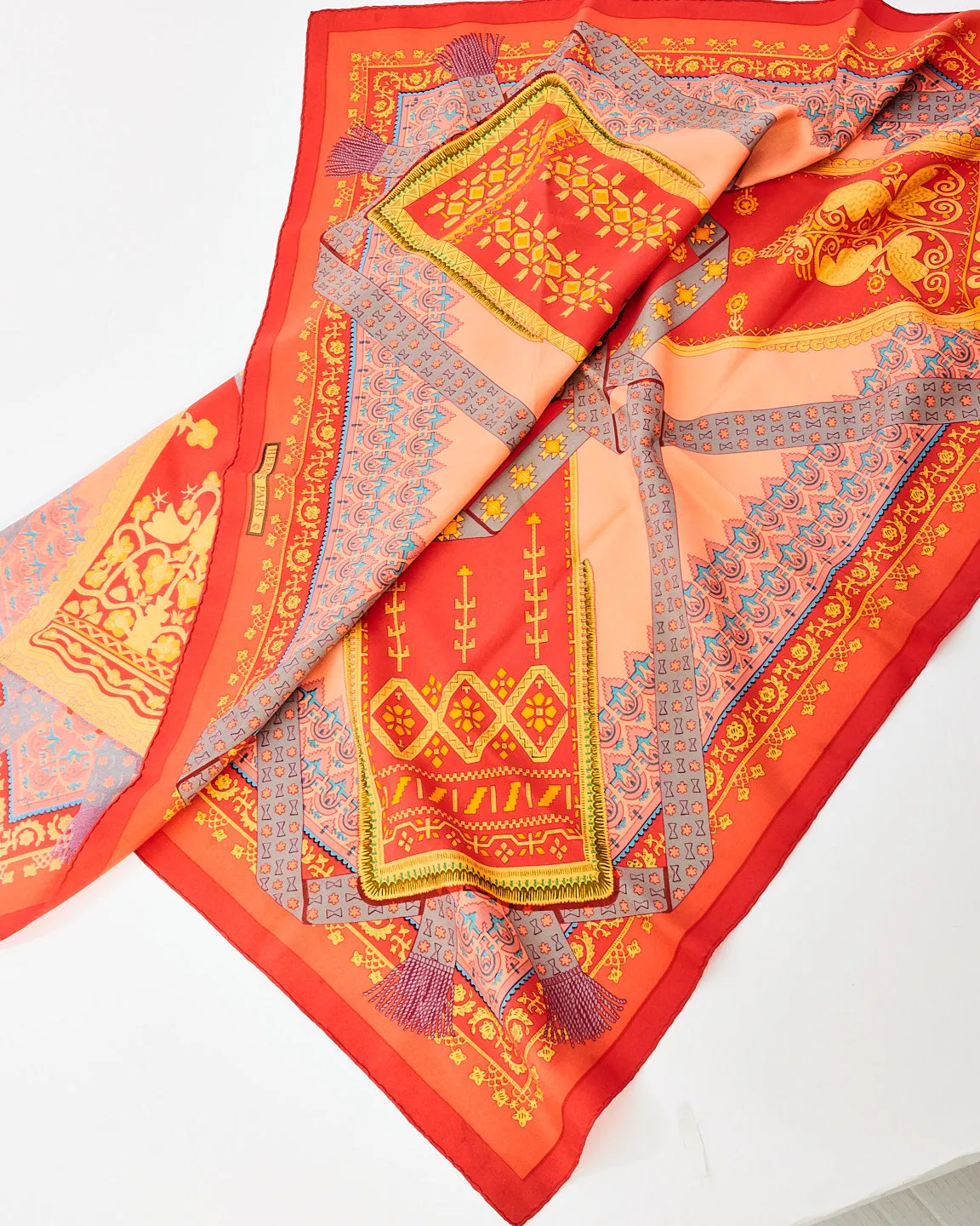 Hermès Orange Silk Brin D'Or Scarf