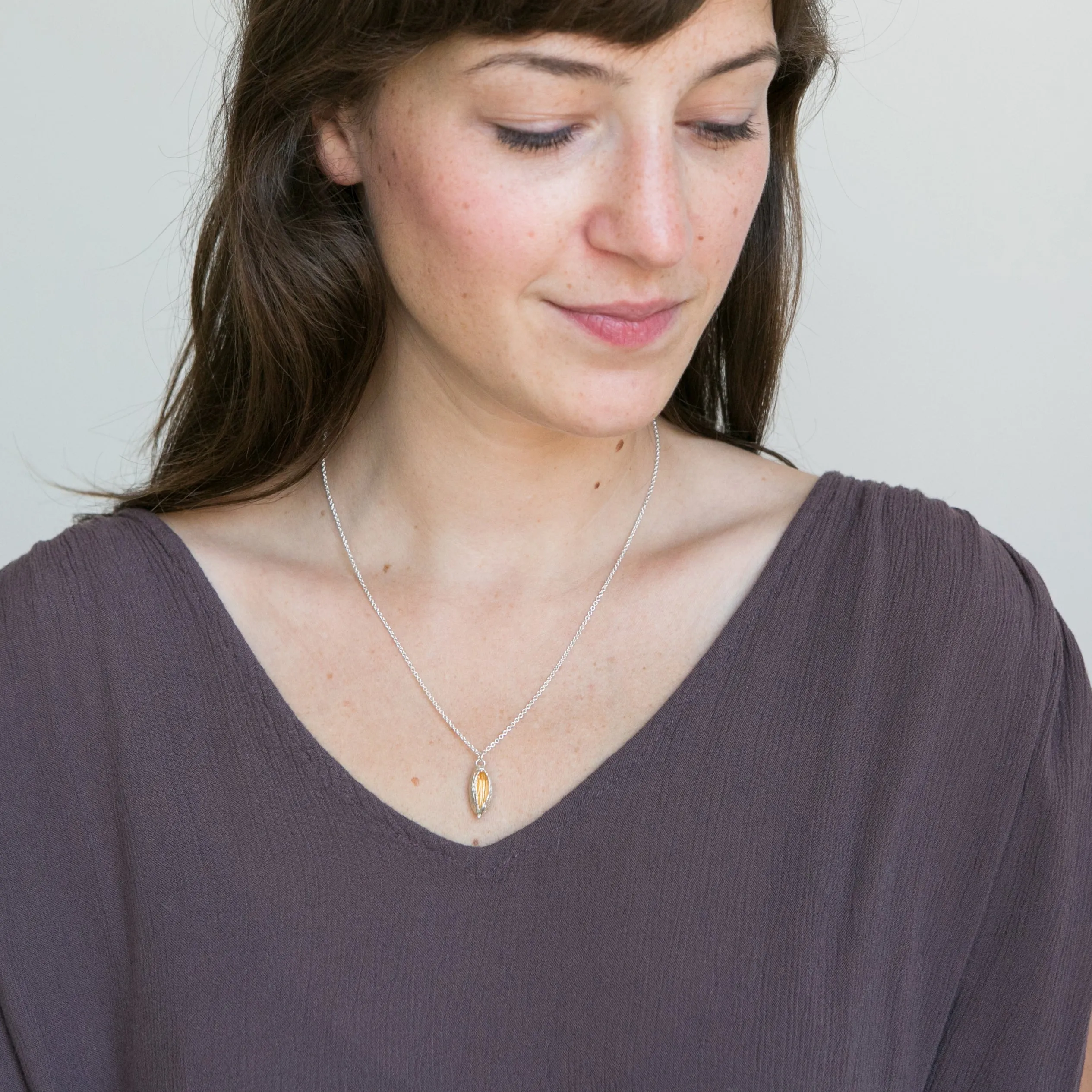 hollow cardamom pod necklace