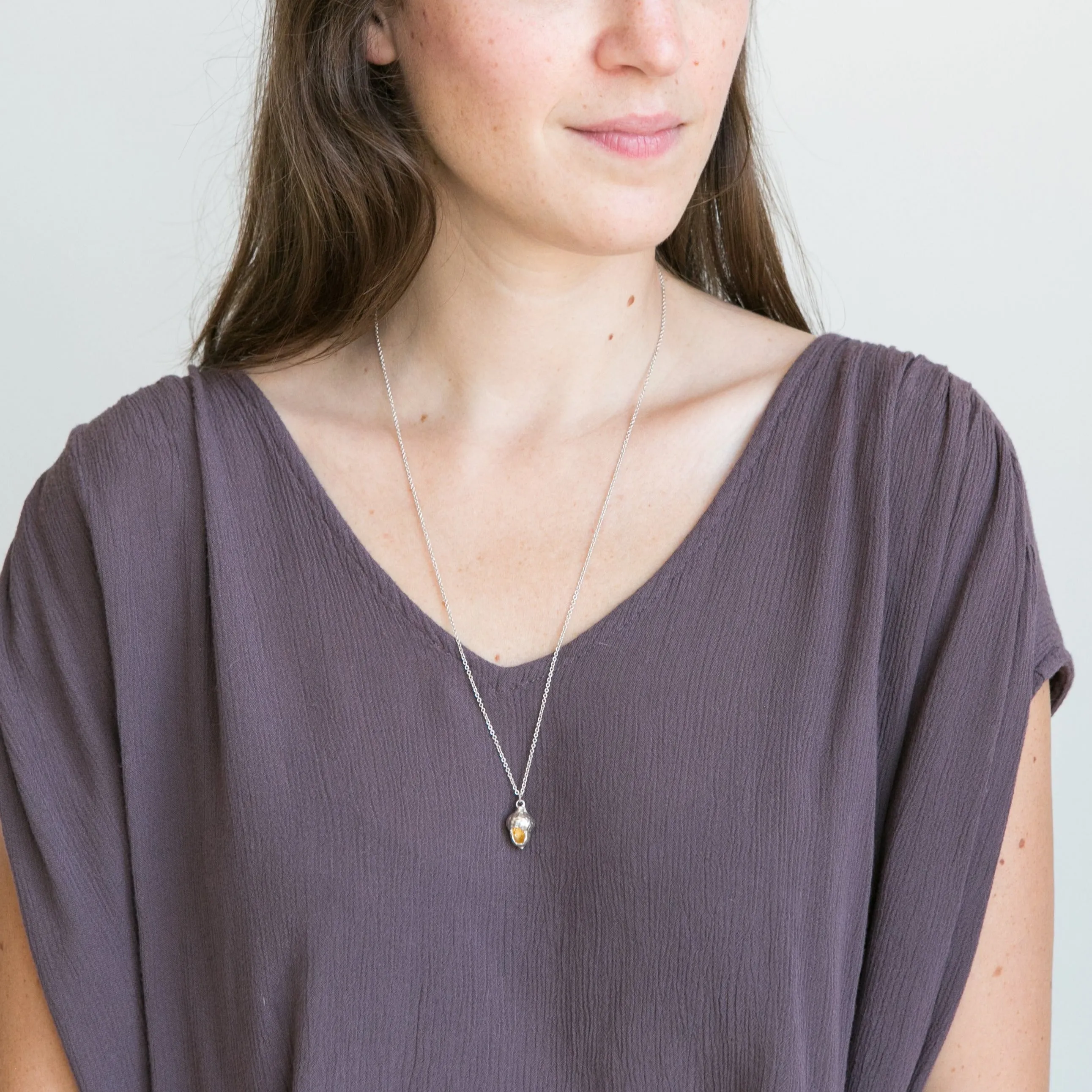 hollow red oak acorn necklace