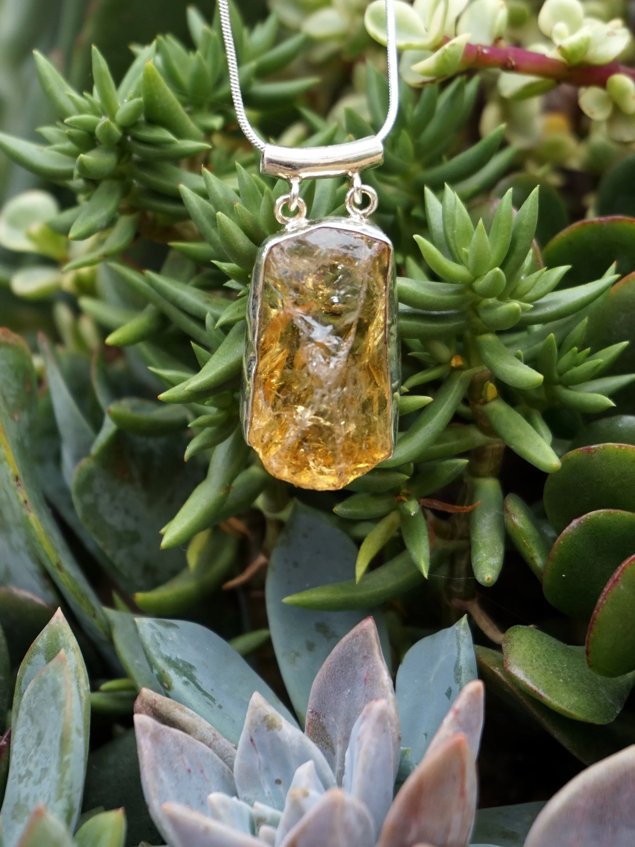 Honey Citrine Quartz Rough Pendant 1