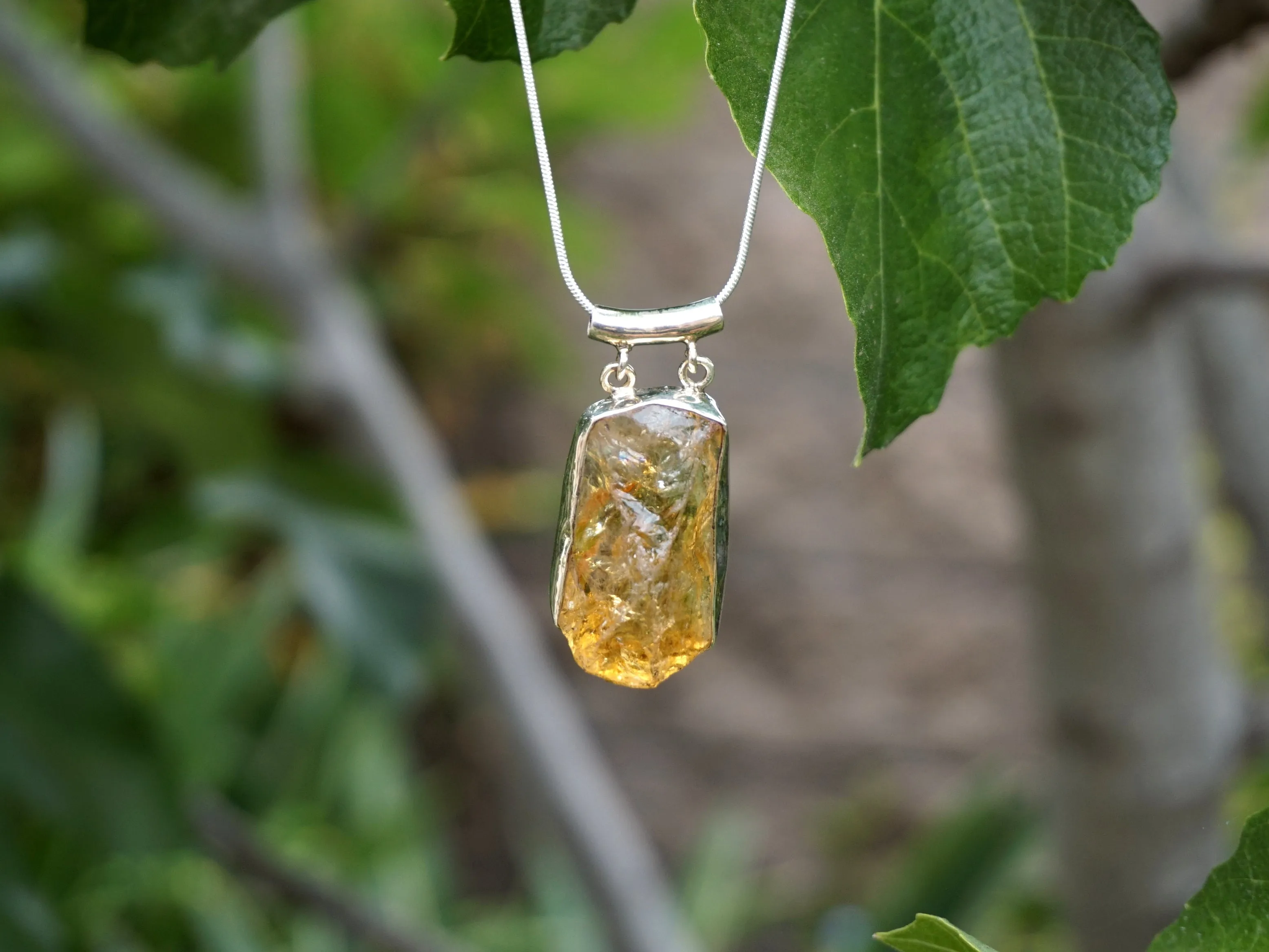 Honey Citrine Quartz Rough Pendant 1
