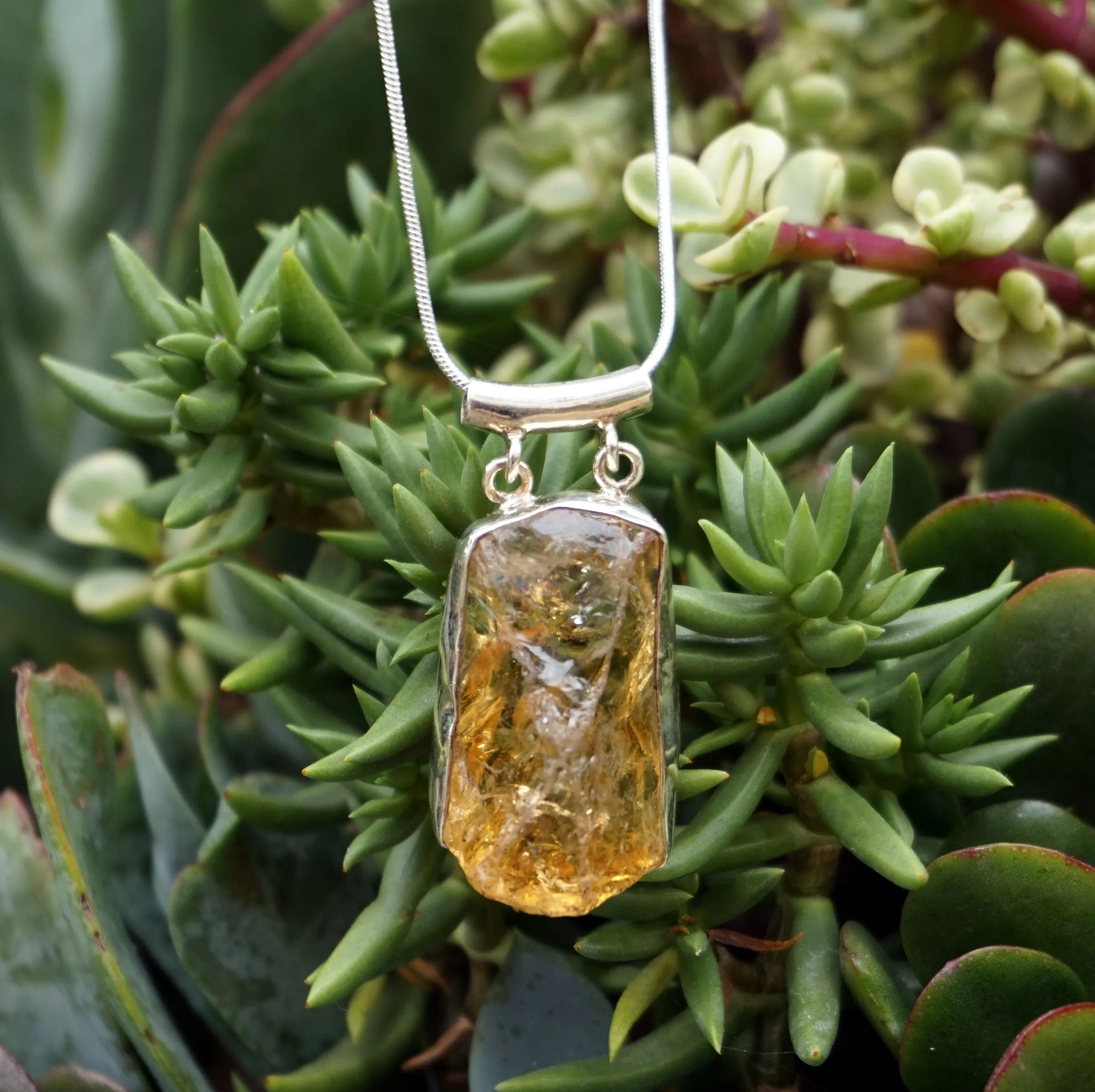 Honey Citrine Quartz Rough Pendant 1
