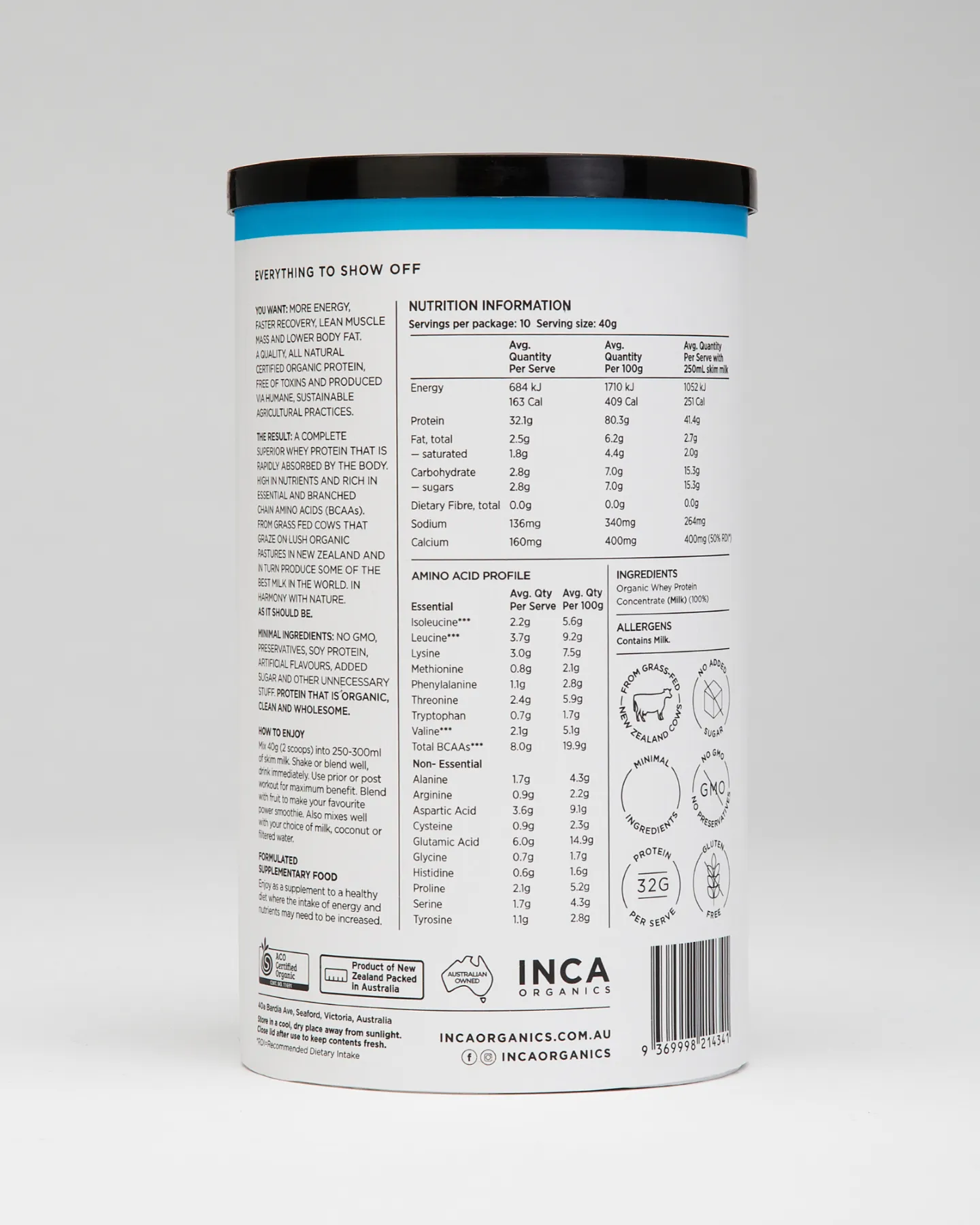 INCA Organic Whey Protein Powder - Natural