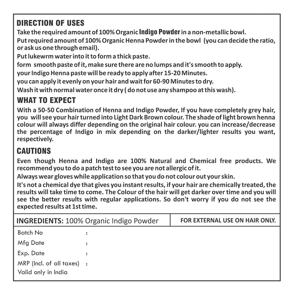 Indigo Powder | Indigofera Tinctoria | Natural Dye | USDA | Organic
