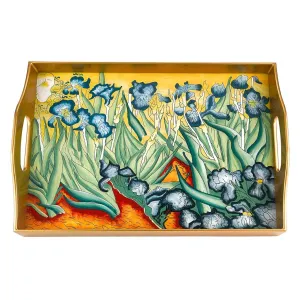 Iris Eglimose Reverse Hand Painted Glass Tray